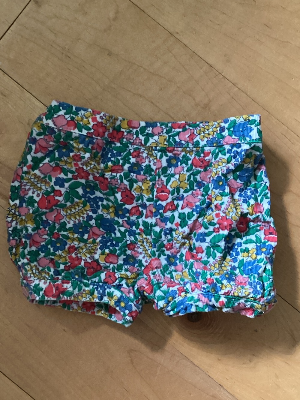 Baby Boden Multicolor Floral Corduroy Shorts — White, Green, Pink, Blue, Yellow